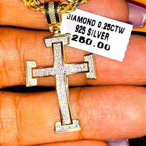 Certified real diamond cross pendant charm NOT CZ!
